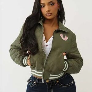 Women's True Religion Olive Green Quilted Jacket